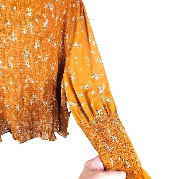 Terra & Sky Womens Plus Size 4X Smocked Long Sleeve Floral Blouse Top Casual - Picture 10 of 12